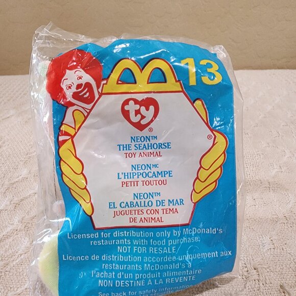 2000 TY TEENIE BEANIE BABIES McDonalds Happy Meal NEON THE SEAHORSE #13 NIP Plus - Picture 2 of 6